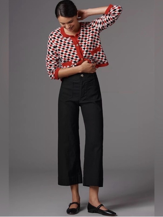 Maeve Pants - MAEVE The Colette Magic Fabric Crop Wide-Leg Pants
Black Size 32